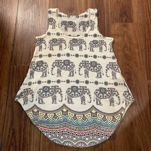 Gaze USA Tank Top Top Knit Elephant Gray Cream Multicolor Made in USA Womens XS